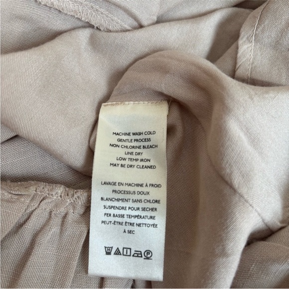 Anthropologie Somerset Mini Dress Tiered Smocked Waist Linen Brown Tan Size Xxs - Picture 11 of 11